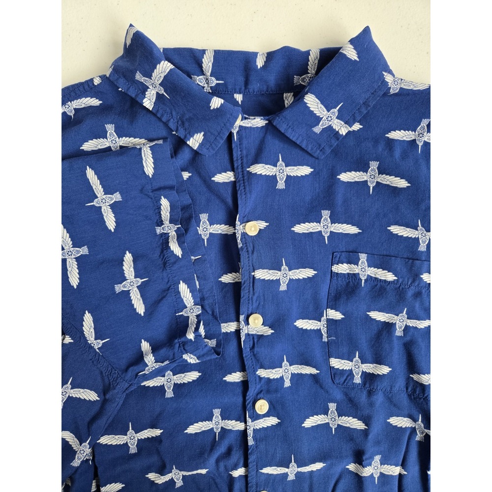 Goodfellow & Co. Men's XXL Standard Fit Blue White Tropical Birds SS Button‎ Up
